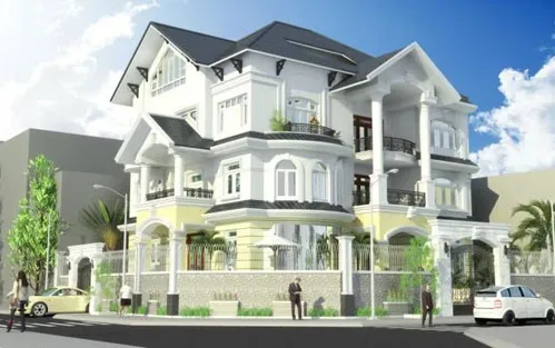 Mẫu biệt thự phong cách cổ điển với nhiều chi tiết đắp nổi cầu kỳ gây tốn kém ngân sách