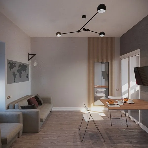 Thiết kế căn hộ mini diện tích 20m2 với đầy đủ công năng bao gồm bếp và phòng ngủ