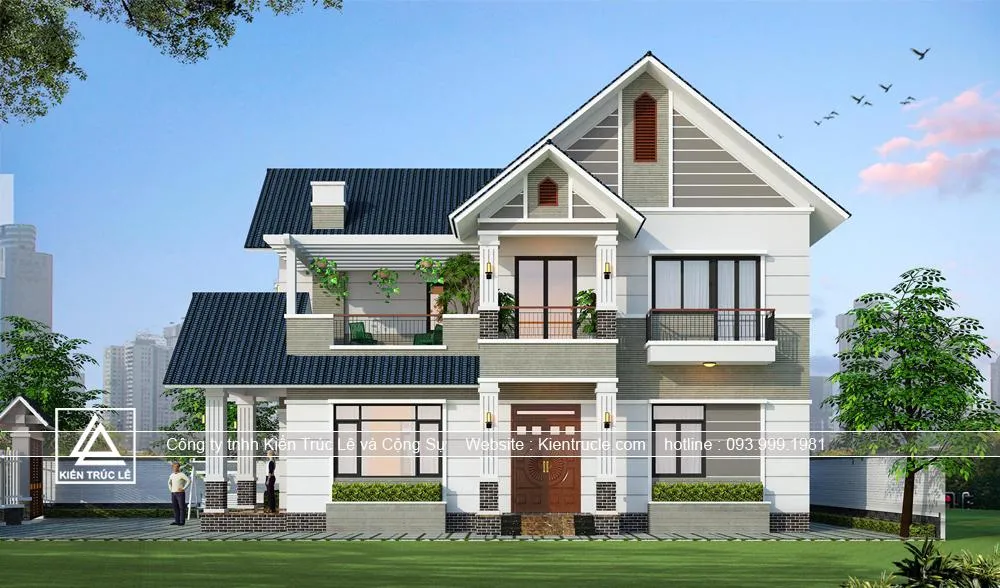 Mẫu nhà đẹp mái thái 2 tầng 120m2