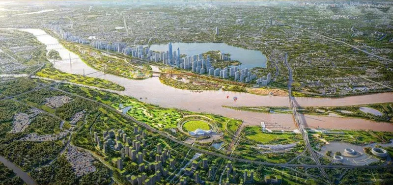 Phối cảnh không gian xanh tại các công viên sinh thái dọc trục đại lộ ven sông Hồng