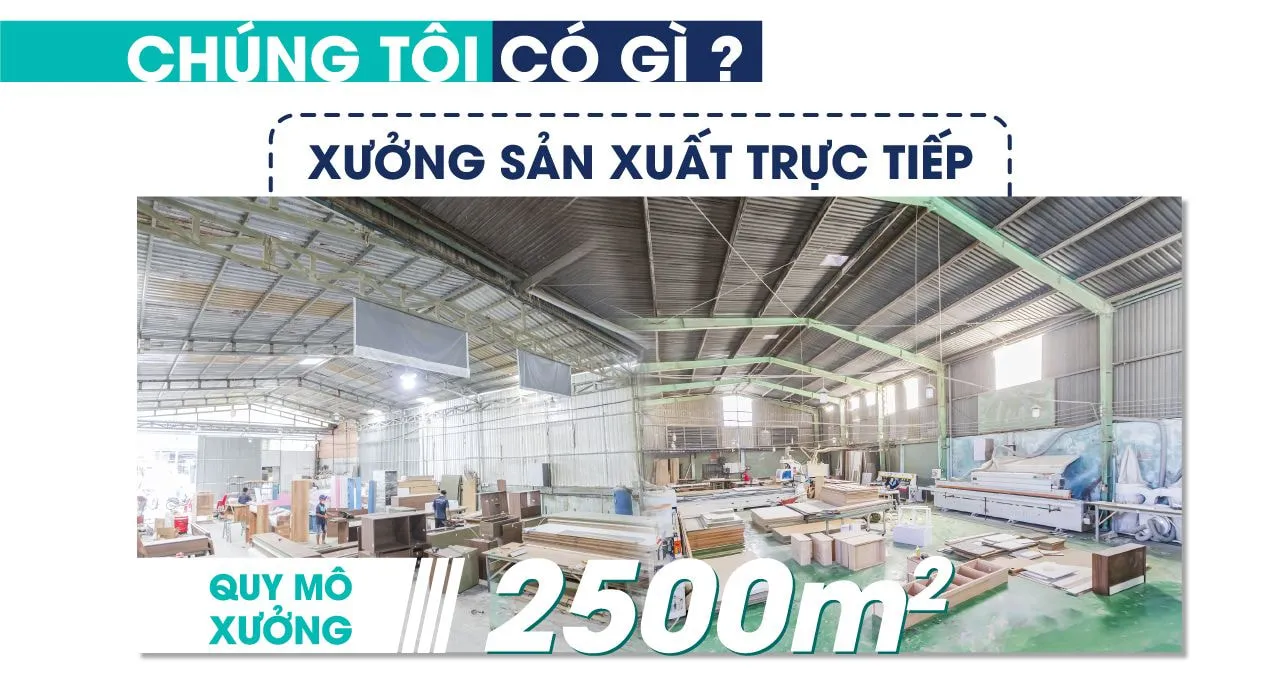 Quy mô xưởng sản xuất nội thất hiện đại hỗ trợ thi công căn hộ mini nhanh chóng