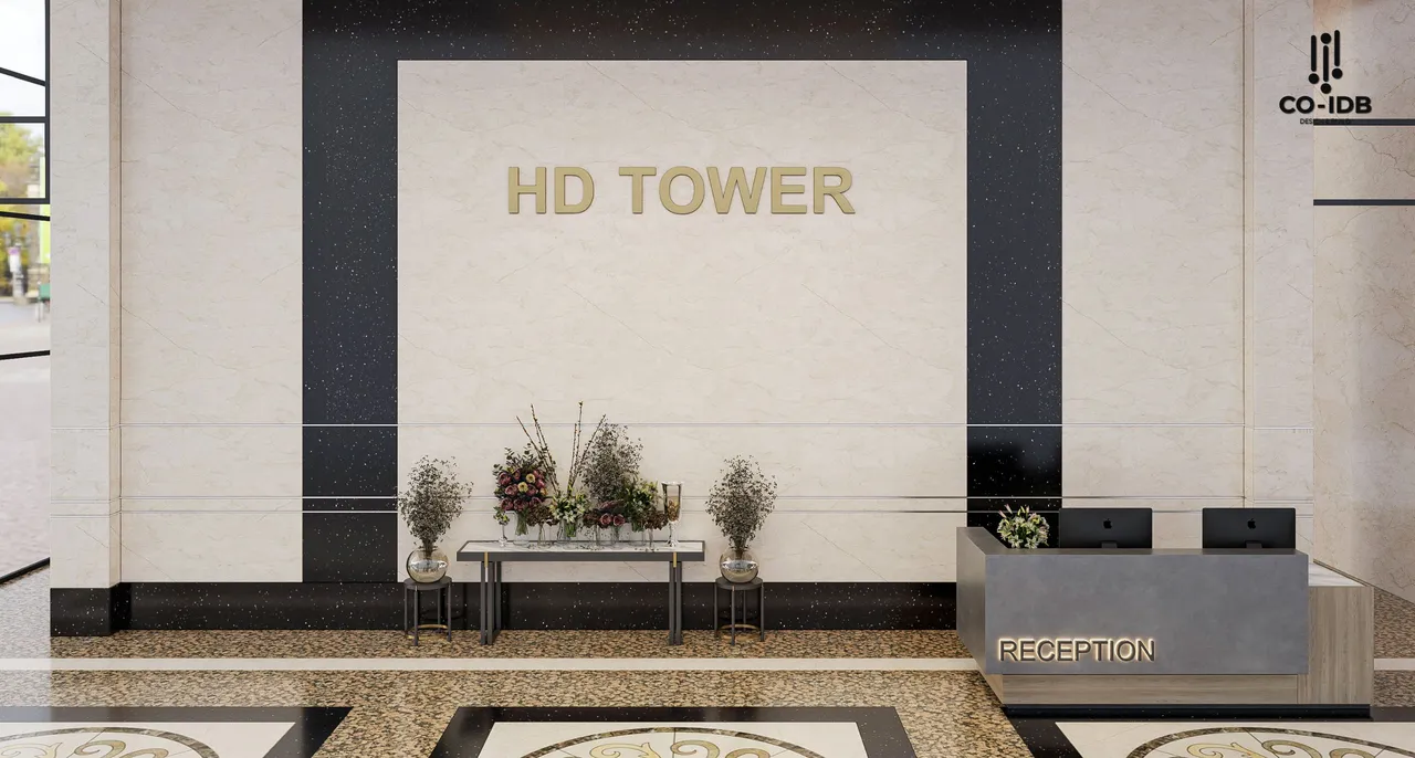 Thiết kế quầy lễ tân chỉnh chu tại HD Tower