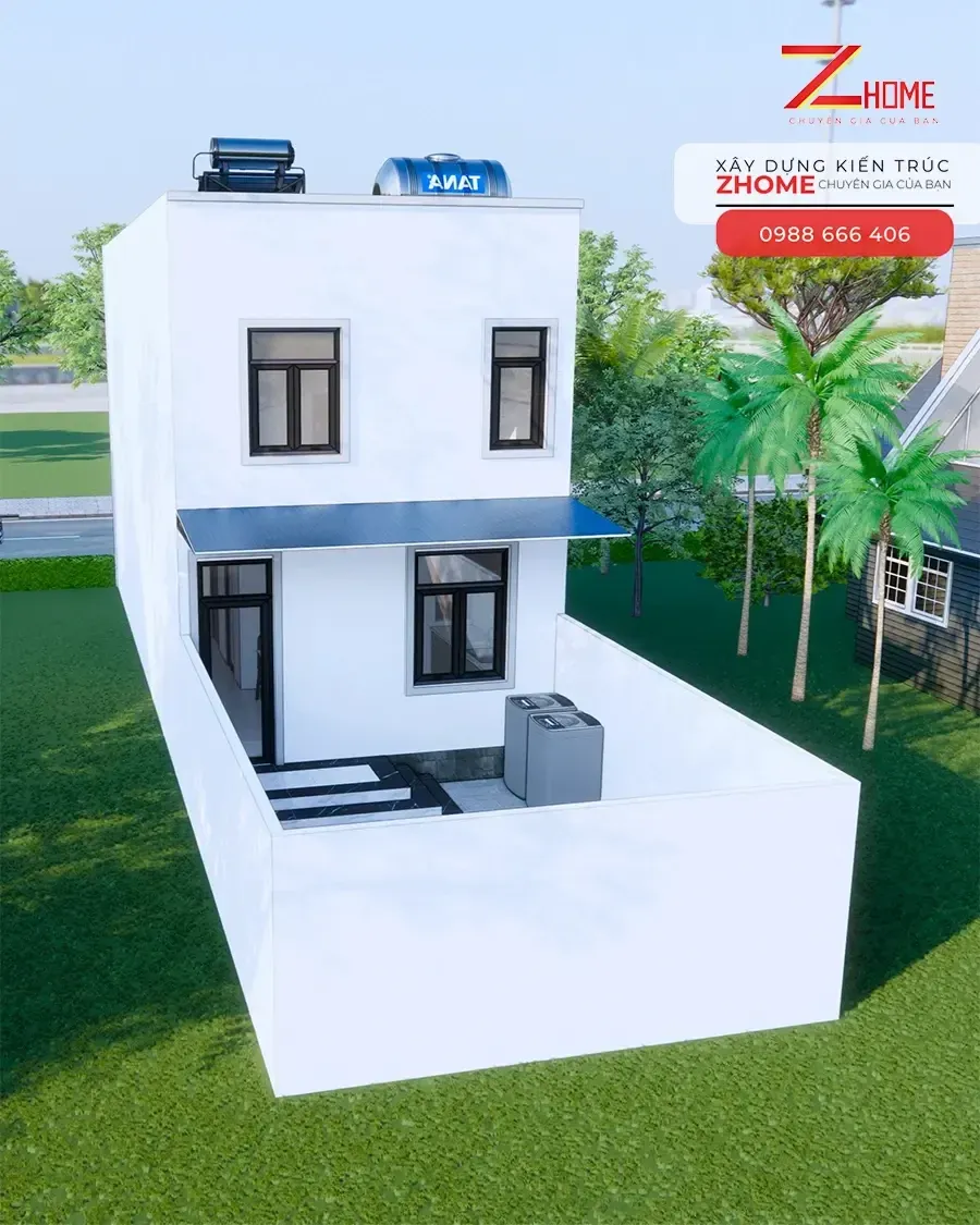 Bố trí nhiều cửa sổ hướng sau nhà để ngôi nhà thông thoáng - thiết kế nhà gác lửng 3 phòng ngủ