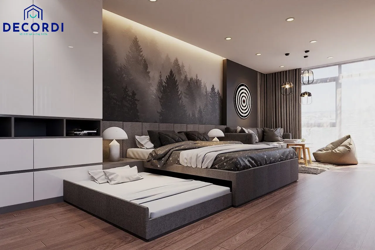 DÃ¹ng giÆ°á»ng táº§ng hoáº·c giÆ°á»ng ngá»§ bá»¥c thÃ´ng minh