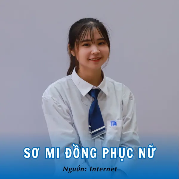 Kiểu áo sơ mi nữ đồng phục đơn giản, trẻ trung