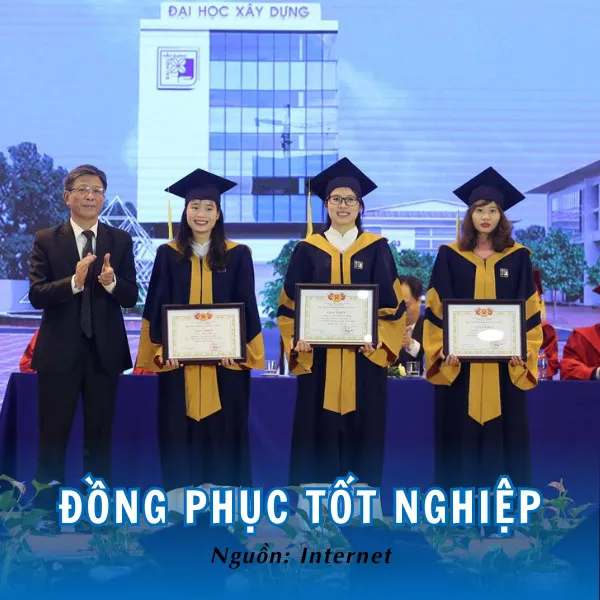 Kiểu áo tốt nghiệp phối xanh vàng trang nghiêm