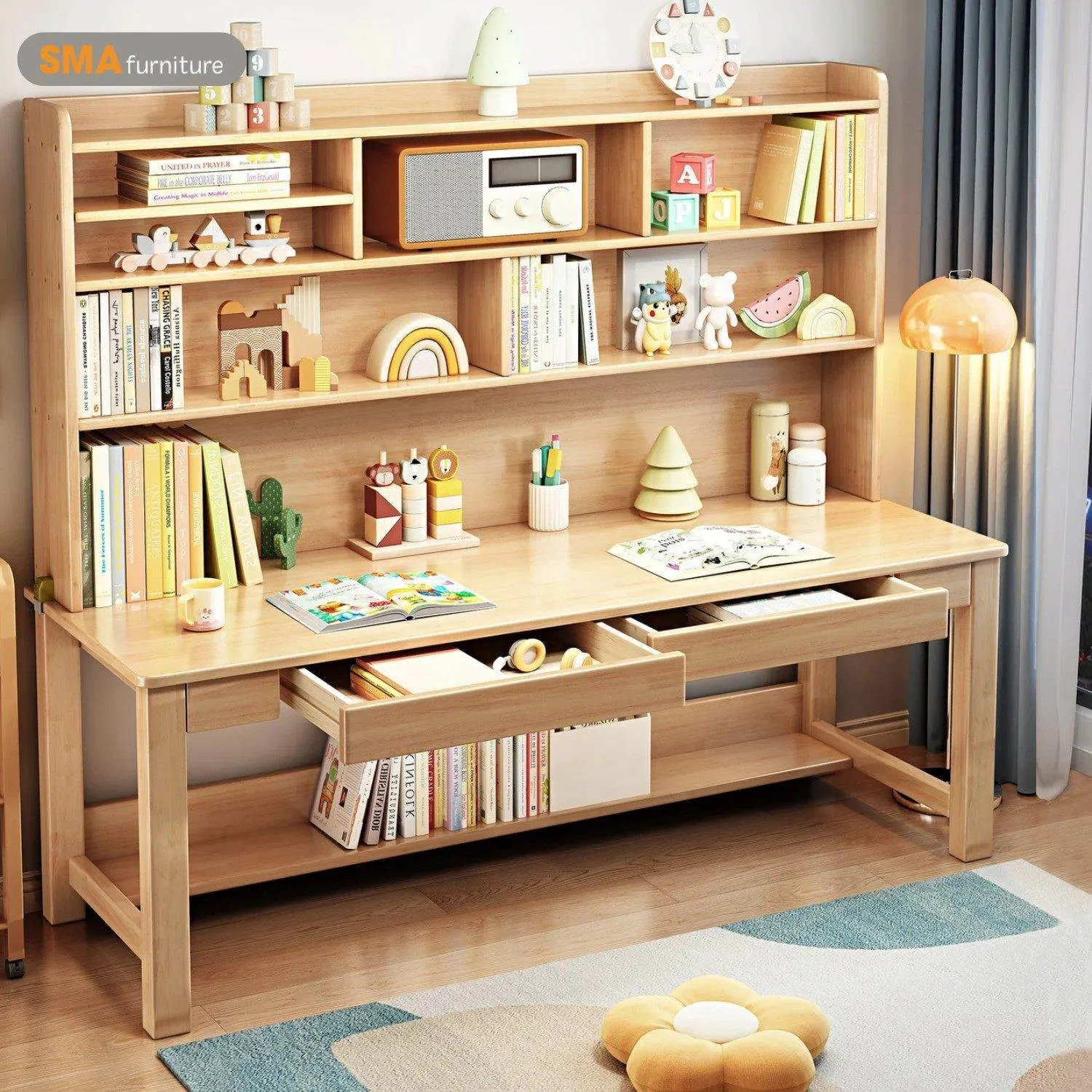 Mẫu bàn học đôi cho bé trai và bé gái