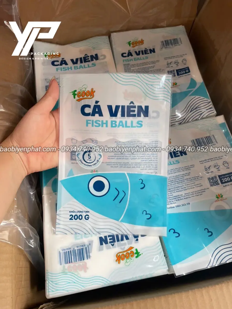 Bao bì màng ghép đựng cá viên đông lạnh Fcook