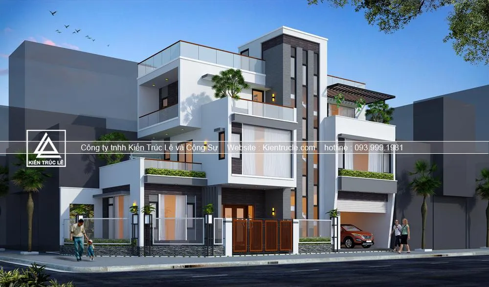 Biệt thự 3 tầng 2 mặt tiền hiện đại