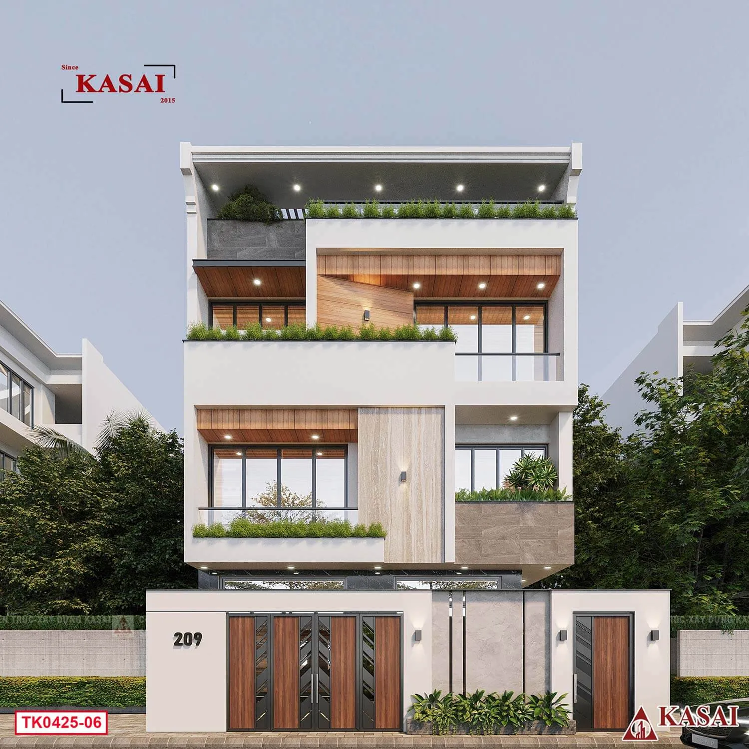 Biệt thự 4 tầng tối giản