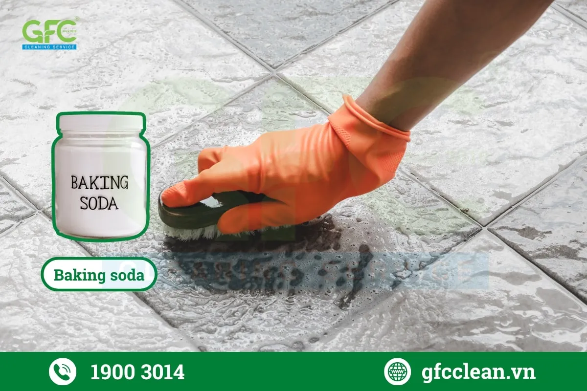 Cách tẩy xi măng trên nền gạch nhám bằng baking soda
