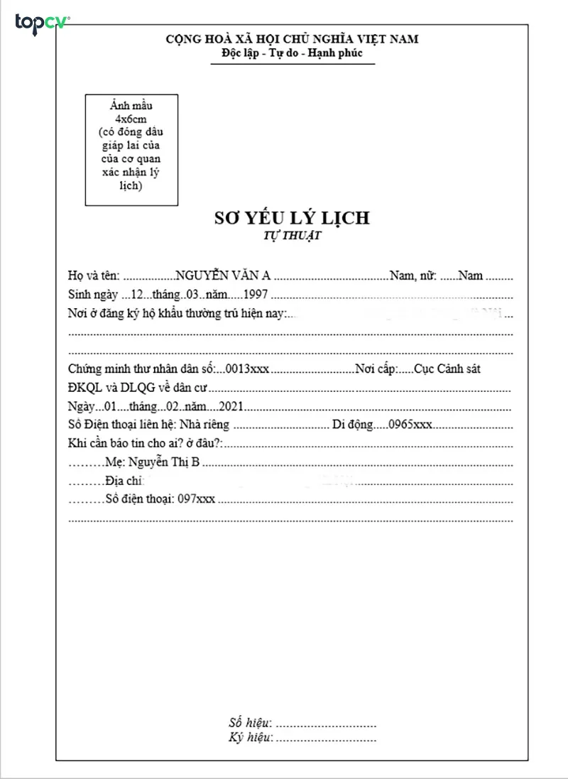 CÃ¡ch viáº¿t sÆ¡ yáº¿u lÃ½ lá»‹ch chi tiáº¿t tá»«ng Ä‘áº§u má»¥c