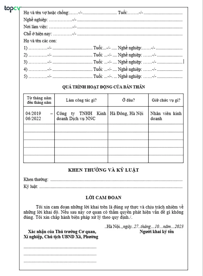 KÃª khai chÃ­nh xÃ¡c quÃ¡ trÃ¬nh hoáº¡t Ä‘á»™ng vÃ  chá»n nhá»¯ng cÃ´ng viá»‡c tiÃªu biá»ƒu Ä‘á»ƒ Ä‘Æ°a vÃ o