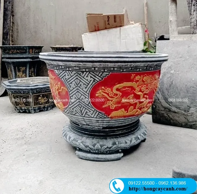 Chậu xi măng tròn trồng cây