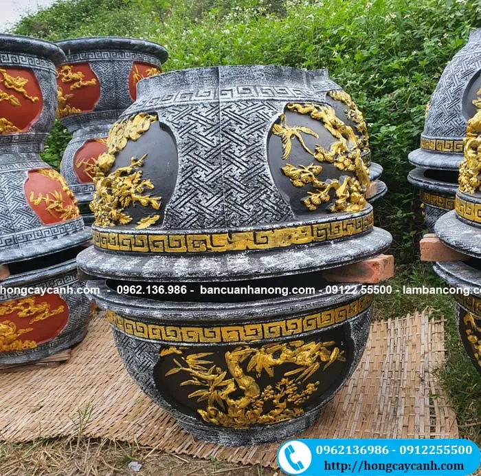 Chậu xi măng sơn giả đá