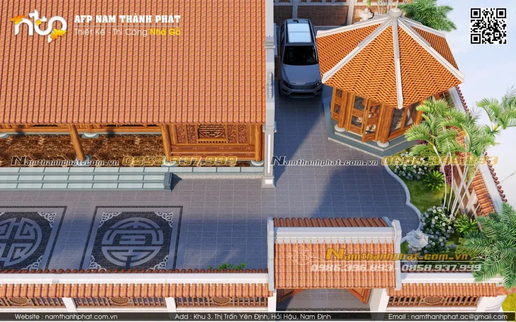 Chòi lục giác bê tông vách kính hiện đại