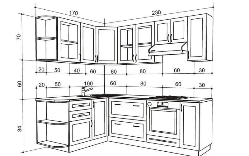 Kích thước nhà bếp phổ biến nhất hiện nay