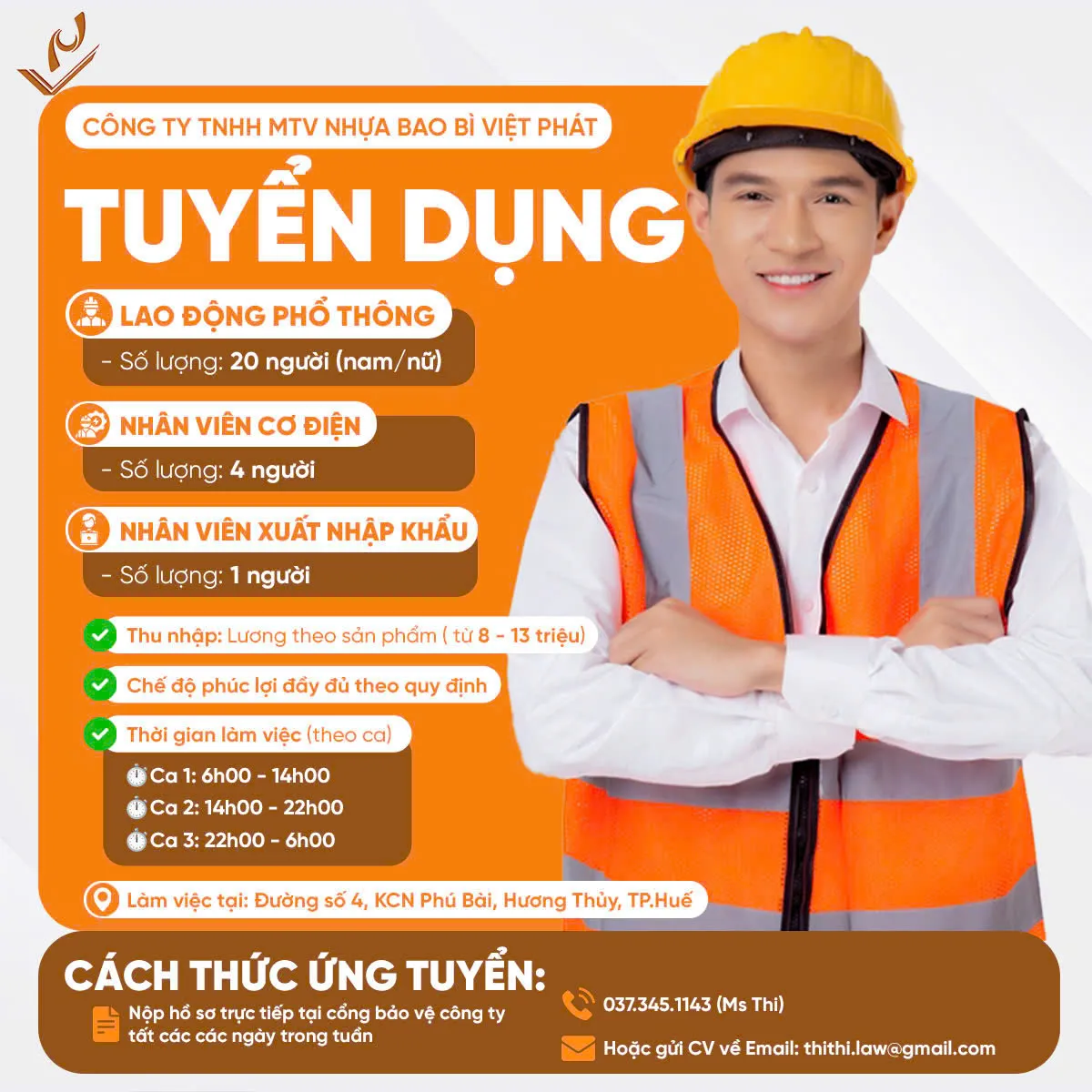 Nhân viên kỹ thuật cơ điện bảo trì hệ thống máy dệt bao bì nhựa công nghiệp tại KCN Phú Bài
