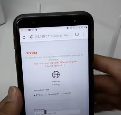 Giao diện cài đặt Tenda trên trình duyệt