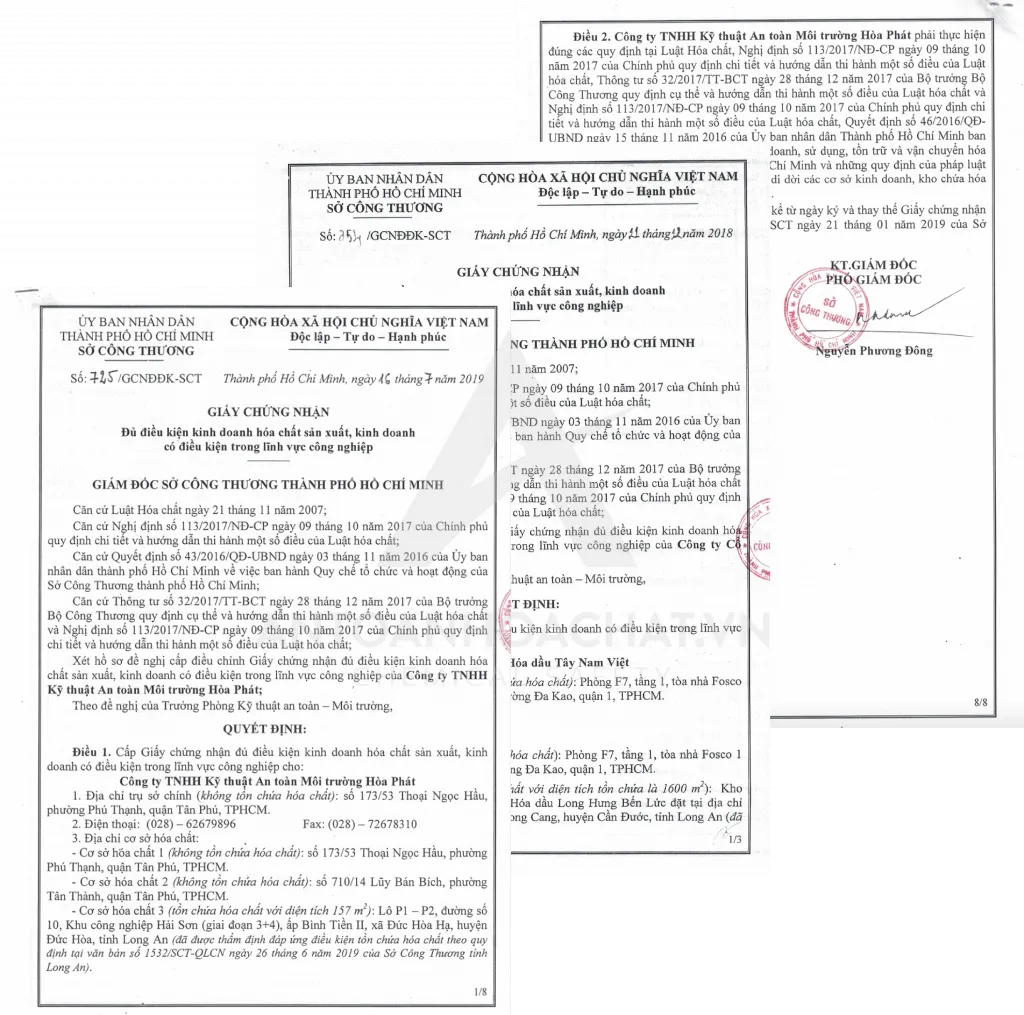 Giấy phép đủ điều kiện kinh doanh hoá chất