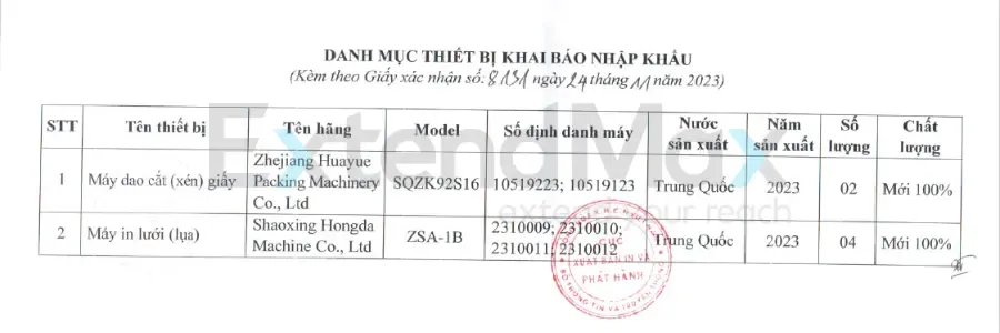 mẫu giấy phép nhập khẩu máy dao cắt (máy xén giấy)