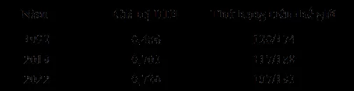 Bảng 4: Chỉ số phát triển con người (HDI) của nước ta. Nguồn: UNDP, Tổng cục Thống kê.
