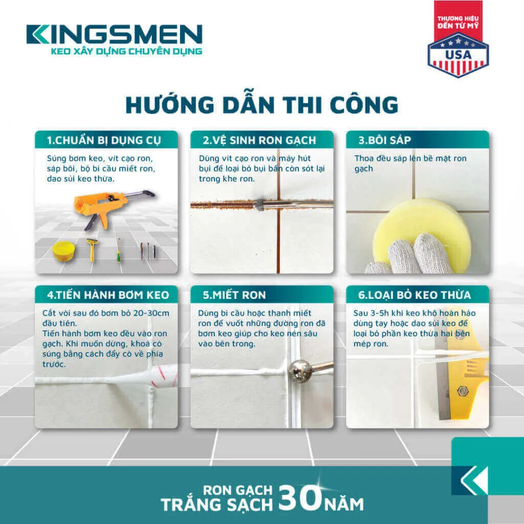 Hướng dẫn chi tiết quy trình thi công keo chà ron giúp đảm bảo tính thẩm mỹ cao nhất