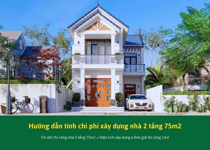 Sơ đồ hướng dẫn các bước tính diện tích và tổng chi phí đầu tư nhà 2 tầng