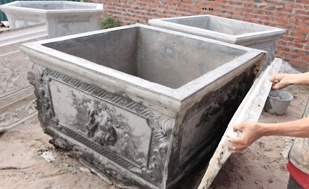 làm chậu cảnh từ xi măng
