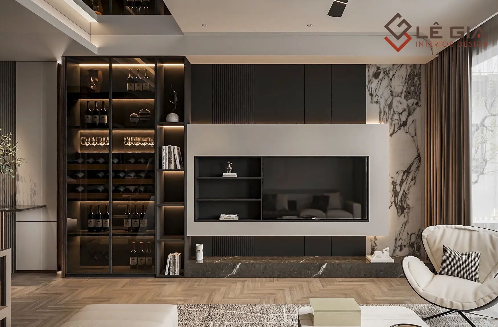 Thiết kế kệ tivi phòng khách đẹp mang phong cách hiện đại