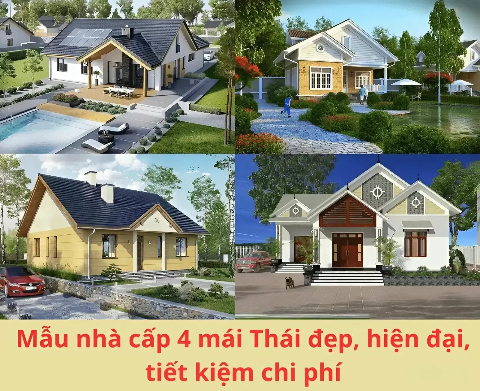 Mẫu nhà cấp 4 mái Thái có gara thiết kế hiện đại và thanh thoát