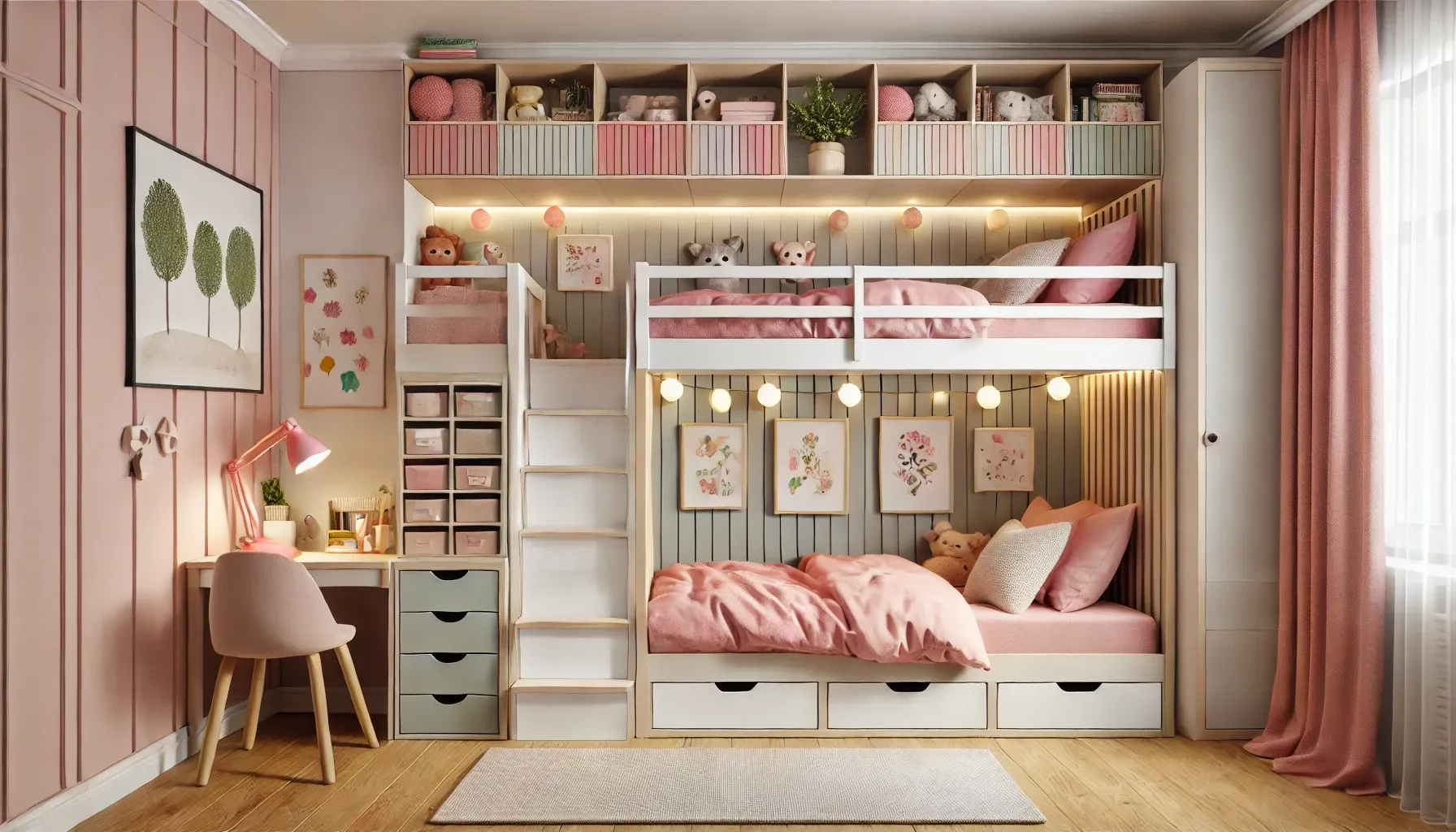 mẫu nội thất phòng ngủ hiện đại cho bé gái