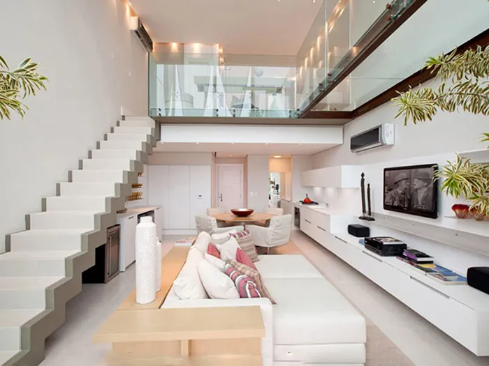 Nội thất nhà ống 2 tầng có gác lửng không gian mở