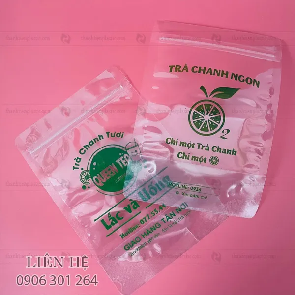 Mẫu túi đựng thực phẩm đẹp dạng zipper hai mặt trong suốt