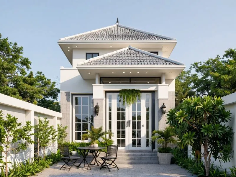 Mẫu nhà mái thái cấp 4 sân vườn