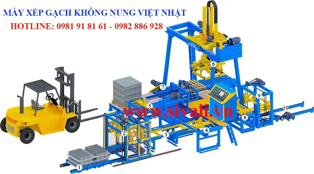 Thiết bị máy xếp gạch tự động giúp tối ưu hóa quy trình vận chuyển và lưu kho thành phẩm