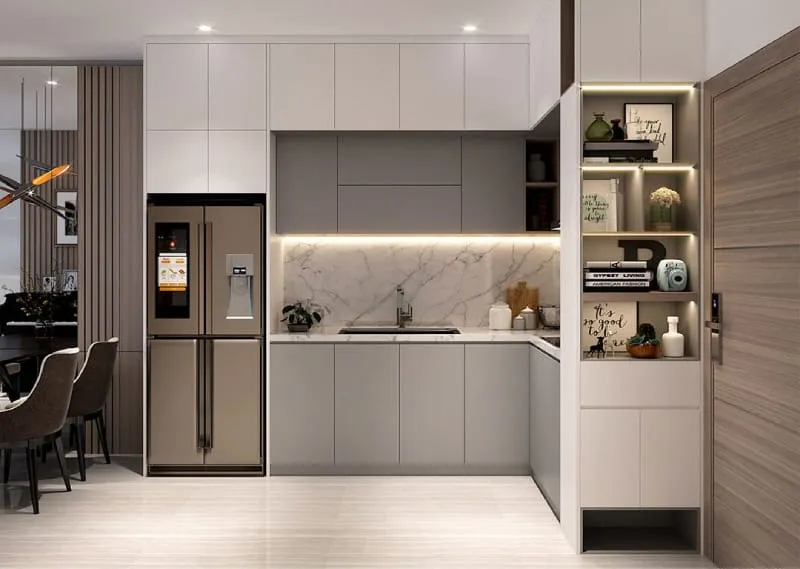 Nên làm tủ bếp bằng vật liệu gì - Tủ bếp sơn bệt 2K