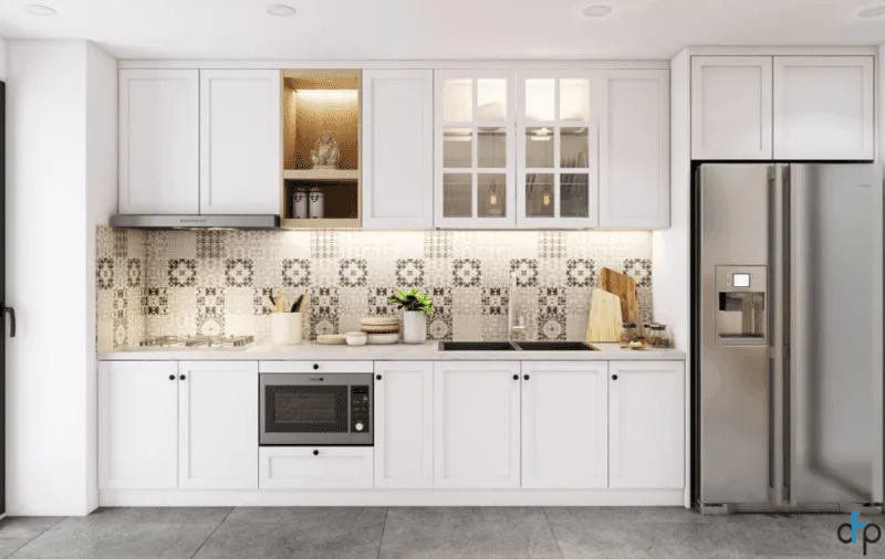 Nên làm tủ bếp bằng vật liệu gì - Phối màu tủ bếp đen trắng