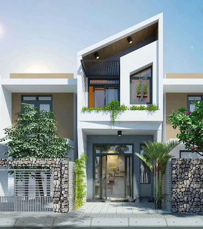 Mẫu thiết kế 2 tầng giá 300 triệu mái chéo độc đáo sáng tạo