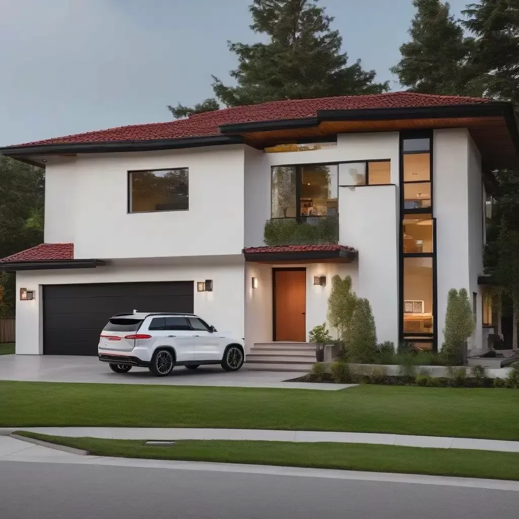 Khu vực gara được tích hợp khéo léo bên hông mặt tiền chính của ngôi nhà