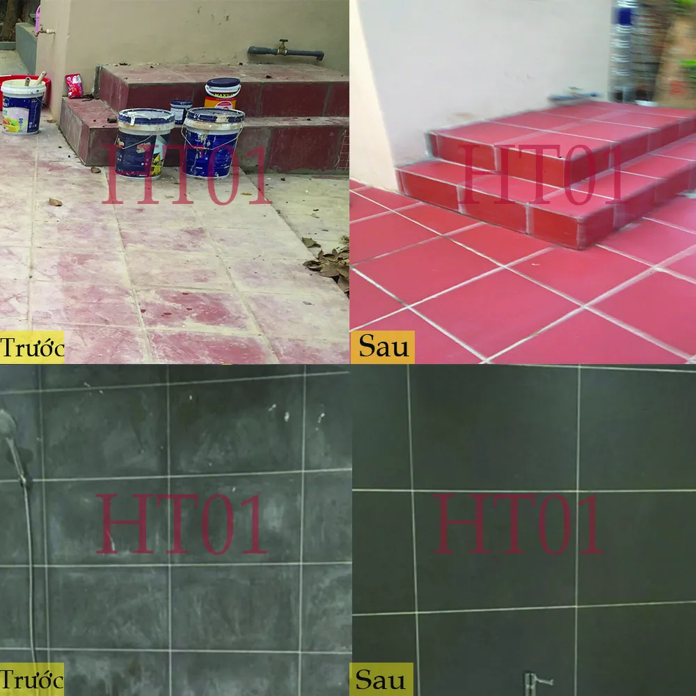 Nước tẩy HT01 phù hợp để làm sạch nhiều loại gạch như gạch nhám hay gạch giả gỗ