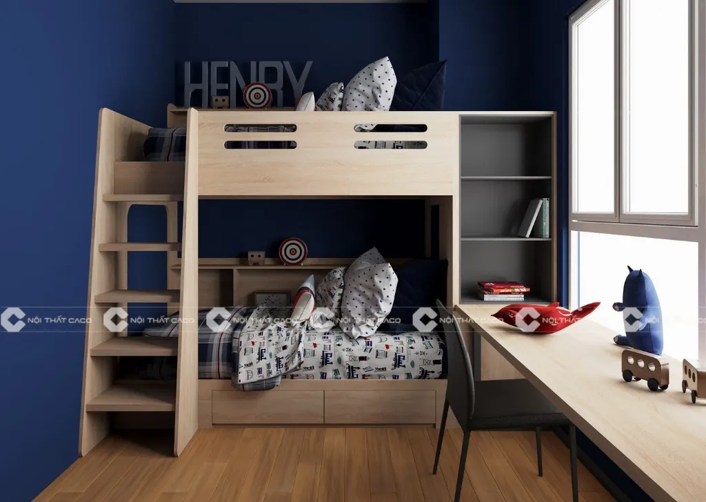 Kích thước giường tầng được thiết kế phù hợp với các đồ nội thất khác
