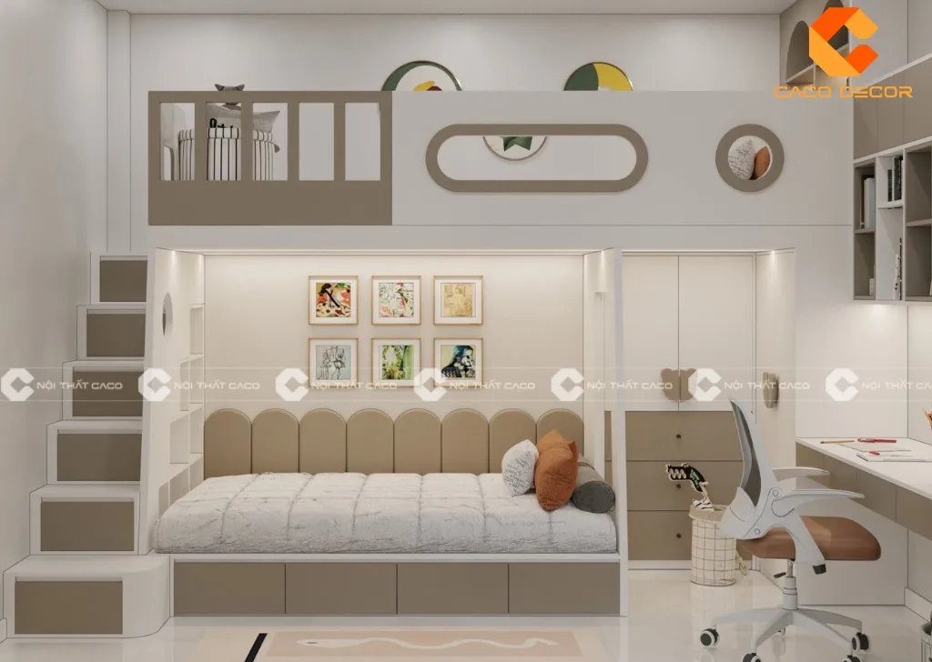 Mẫu phòng ngủ giường tầng thoải mái và tiện nghi