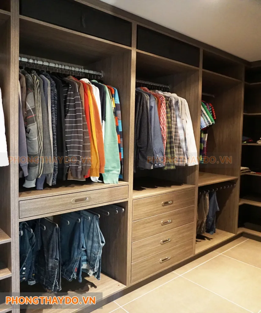 Phòng thay đồ đẹp gỗ công nghiệp cao cấp