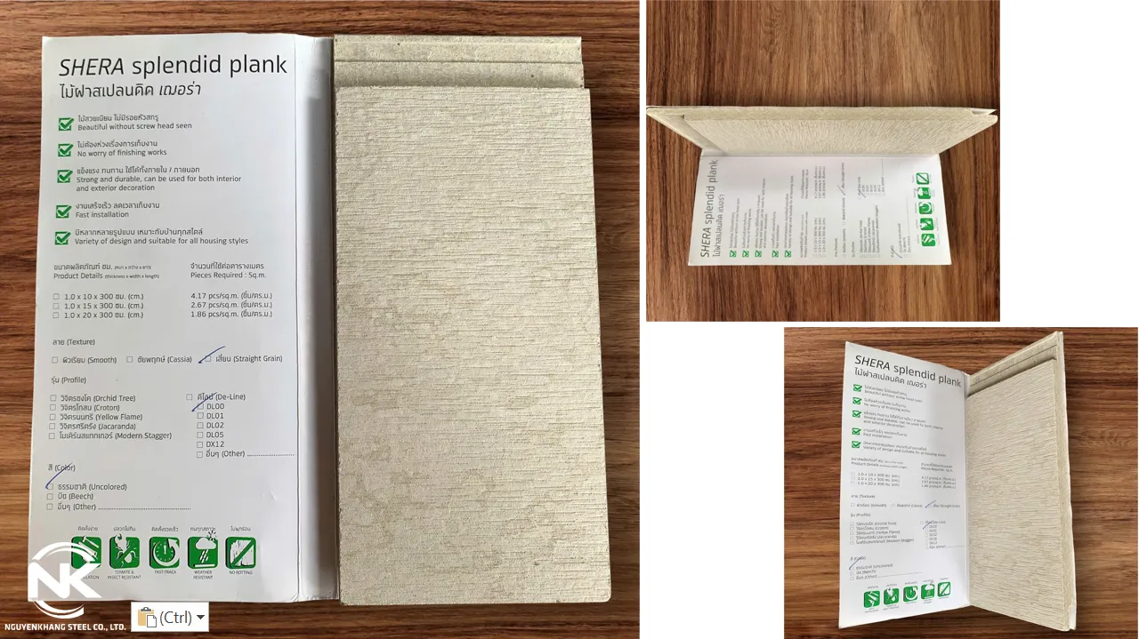 Các mẫu tấm xi măng giả gỗ hèm âm dương mang mã hiệu DL00 tinh tế