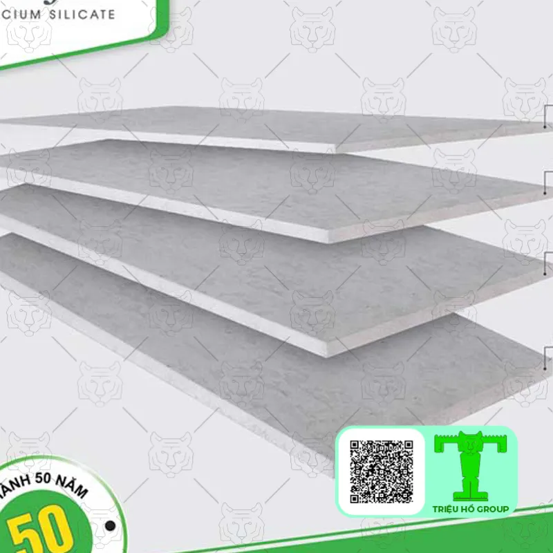 Tấm fibro xi măng phẳng Duraflex 16mm có kích thước tiêu chuẩn 1220×2440mm, bề mặt phẳng mịn màu xám sáng