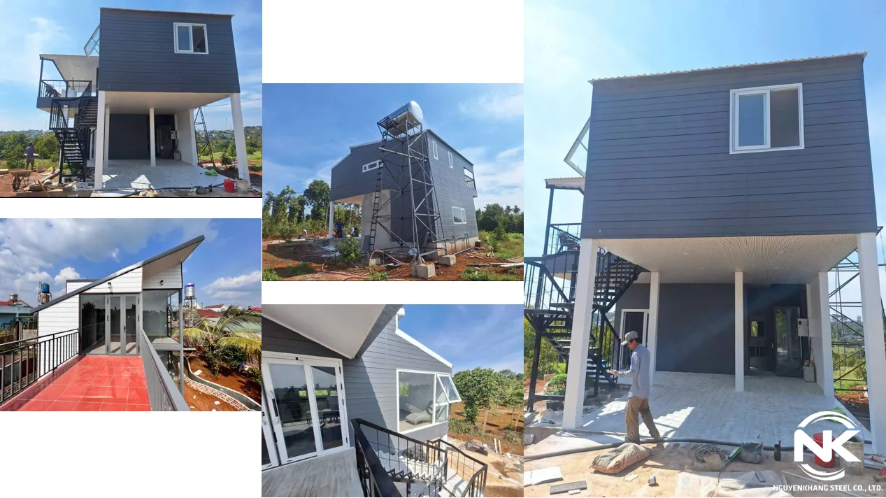 Thi công thực tế tấm xi măng giả gỗ ốp tường tại công trình nhà dân dụng