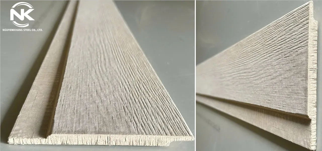 Bề mặt tấm ốp tường vân gỗ mang lại vẻ đẹp sang trọng cho biệt thự