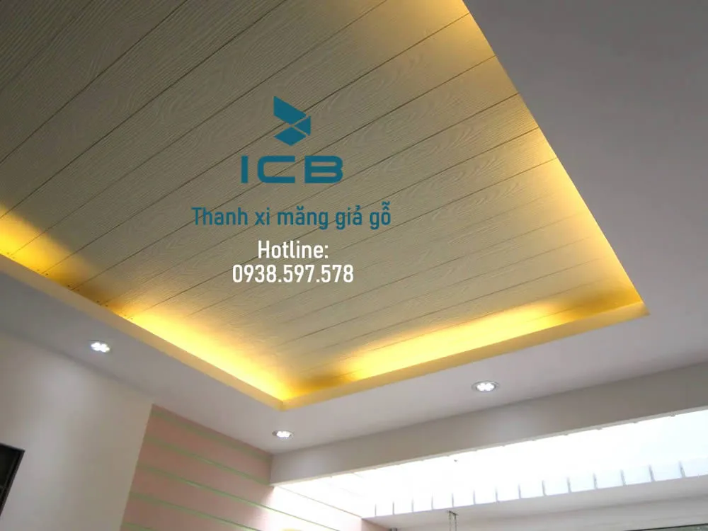 Trần giả gỗ từ tấm Cemboard mang lại vẻ đẹp sang trọng và ấm cúng cho không gian