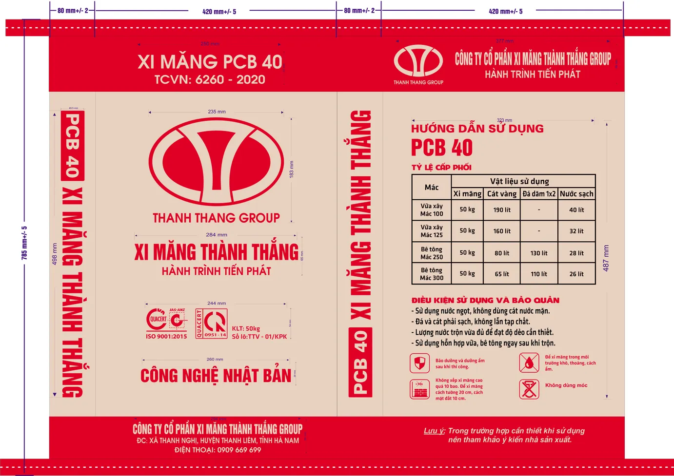 Xi măng Thành Thắng dạng bao